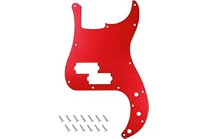 Banworks Aluminum Precision Bass Pickguard 1.5mm-Thick 1 Ply 13-Hole Straight Edge P Bass PB Scratch Plate for USA/Mexican Modern Style Fender Ultra Precision Bass JT/HB-10 Red