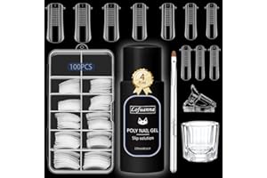 Lofuanna Poly Gel Slip Solution 120ml Slip Solution for Poly gel Nails Anti-stick Poly Extension Gel Liquid Slip Solution Set with Brush & Crystal Cup& Nail Clips Easy DIY Poly Gel Nail Art