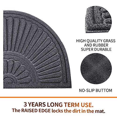 image for Mibao Half Round Entrance Door Mat, 24 x 36 inch Winter Durable Large 
