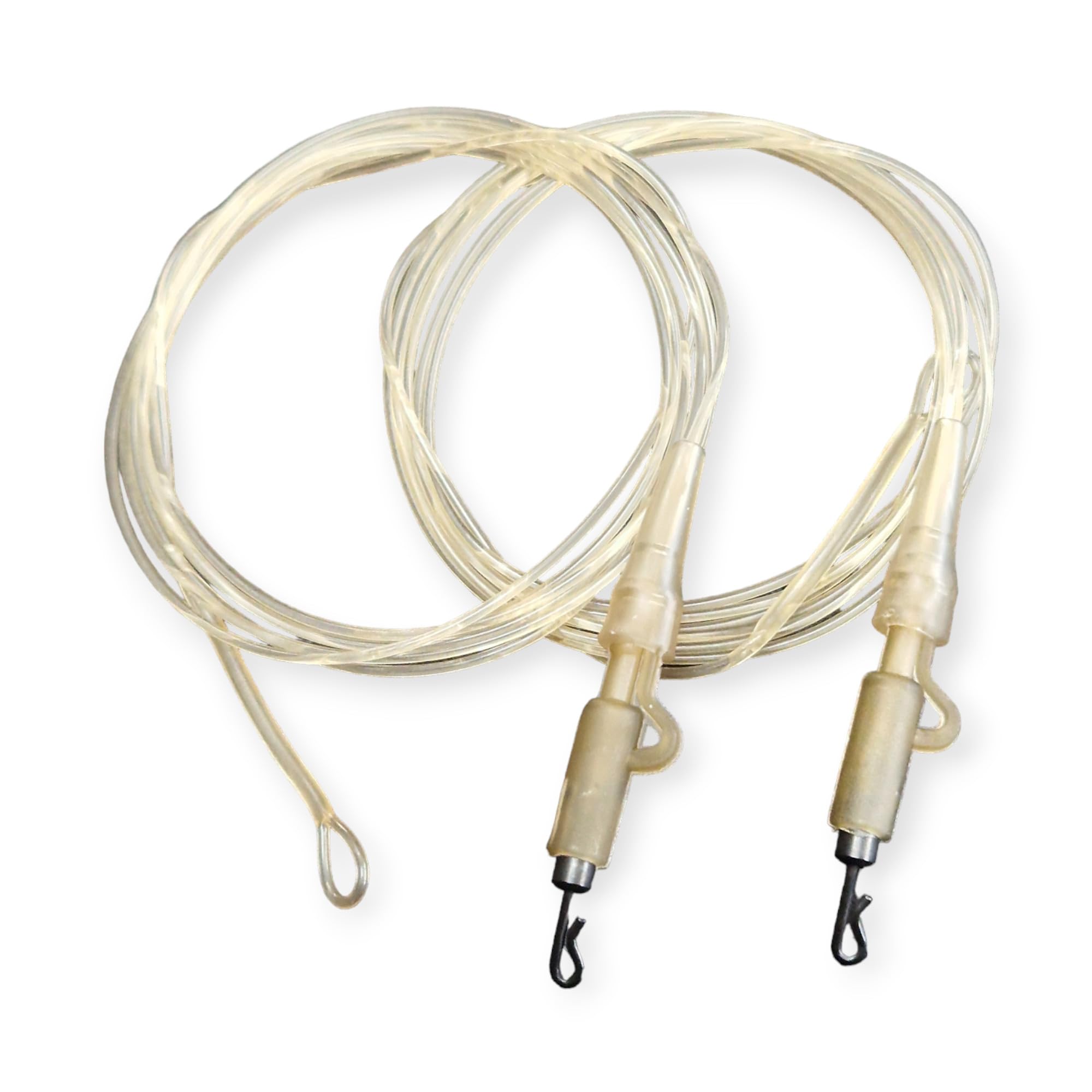 Twin pack fluorocarbon carp Leaders Carp safety lead Clips Quick Change swivels (Translucent Brown)