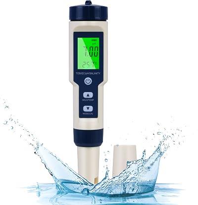 Flintronic 5-in-1 pH Meter Water Quality Tester for Pools & Aquariums