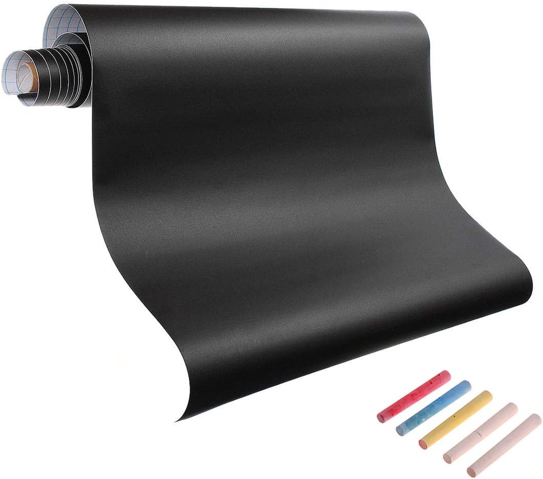 Removable Self-Adhesive Blackboard Wall Sticker - 45cmX200cm Vinyl Chalkboard Stickers, DIY PVC Decal Contact Paper for Children Graffiti Office Teaching