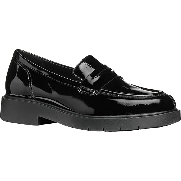 Mocassins Femme Geox D Spherica EC1 - Cuir Lisse Noir Respirant Avec Semelle Amortissante - 7