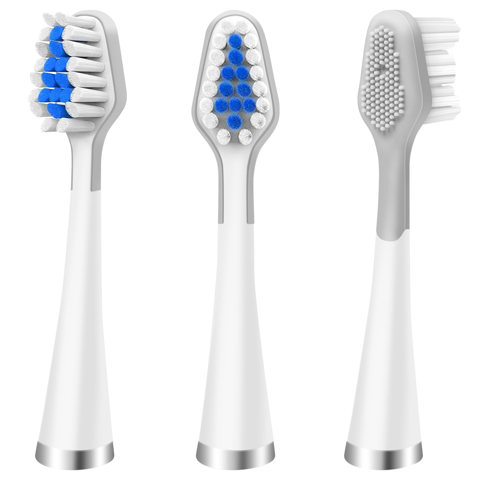 Photo 1 of 3-Count Toothbrush Replacement Heads Compatible with Watepik Complete Care 5.0/9.0 (CC-01/WP-861) with Tongue Scraper, STRB-3WW