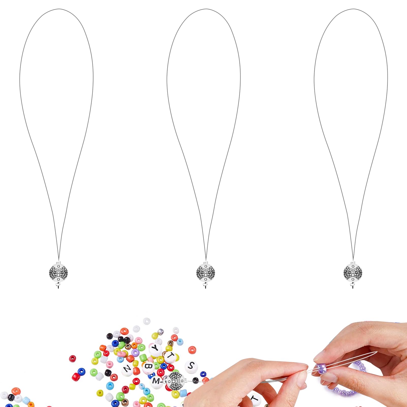 3PCS Nano bead threader Nano Rings Loop Stainless Steel Threader Tool Hair Extensions Tool Micro Loop Nano Beads Styling Accessories for Nano Ring Hair Feather Extensions