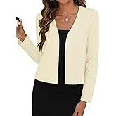 Zeagoo Women's Lightweight Summer Cardigan Cropped Long Sleeve Shrug Thin Open Front Sheer Bolero for Dresses