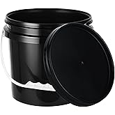 Acrux7 1 Gallon Empty Paint Cans with Lids, Plastic Paint Buckets with Handle, Paints Storage Containers for Painting Varnish DIY Craft Art Storage (Black)
