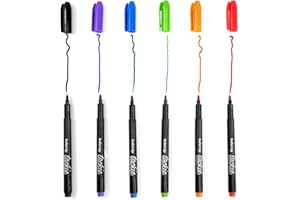 MC SQUARES M.C. Squares Tackie Markers Set | Smudge Free Wet Erase Pens for Writing on Dry Erase, Acrylic, Glass, Metal, White Boards | Erasable with Water | Bullet Point Tip | 6 Bright Colors