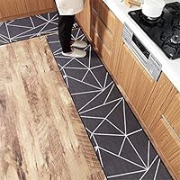 LISIBOOO Moroccan Trellis Kitchen Rug Set, Non-Slip Waterproof Soft Modern Area Rugs, Geometric Low Pile Floor Carpet for Kitchen Entryway Indoor Hallway Bathroom Mat (19