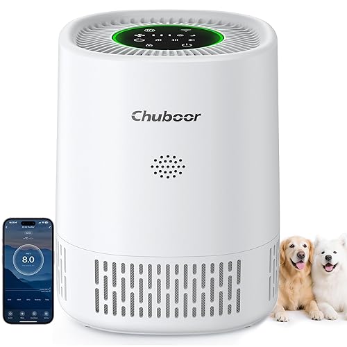 Chuboor Air Purifier for Bedroom Home, App/Alexa Control, 3 Timer, 4 Fan Speed, Quiet Sleep Mode, H13 HEPA Smart Air Purifier for Bedroom/office/Living Room for Pet Hair/Dust/Allergie/Pollen/Odor-PJ07