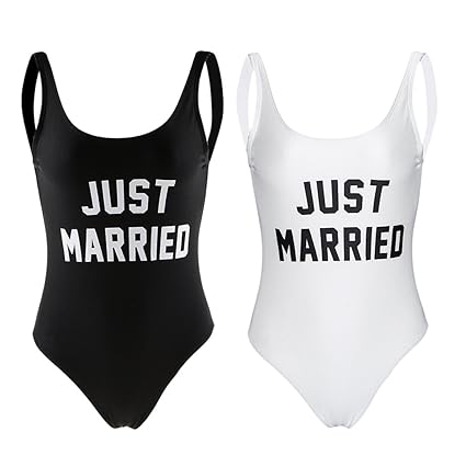 just married swimming costume