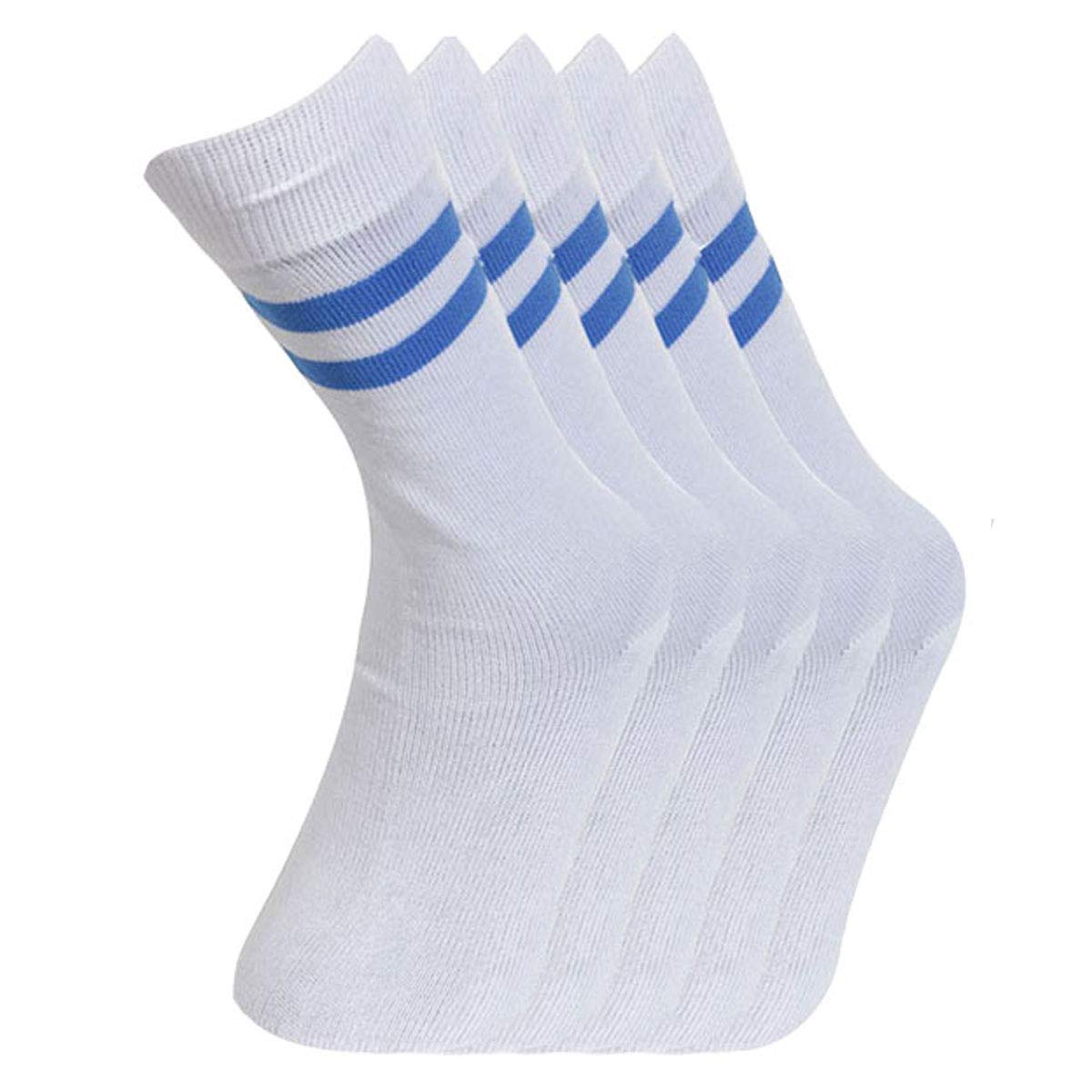 Buy Bodysense Uniform Socks for Boys & Girls ( Pack of 5 Pair ) White with Blue Strip / School