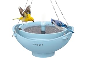 VIXRADOR Sheggell Smart Bird Bath, 2L Large Capacity with Water Circulating Filtration, Solar Bird Bath with 3 Fountain Modes, Hanging & Freestanding Design, IPX6 Waterproof, Birdbath for Yard