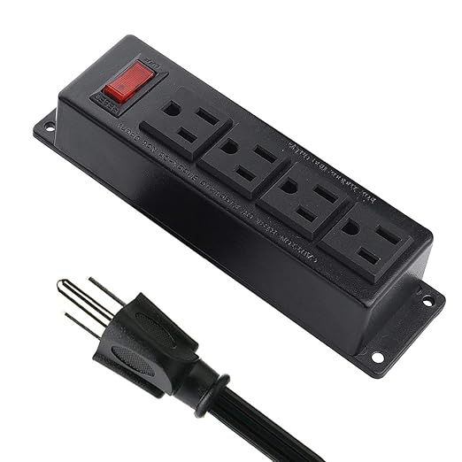 4 Outlet Desk Power Outlet Strip, Desktop Mountable Power Strip Socket