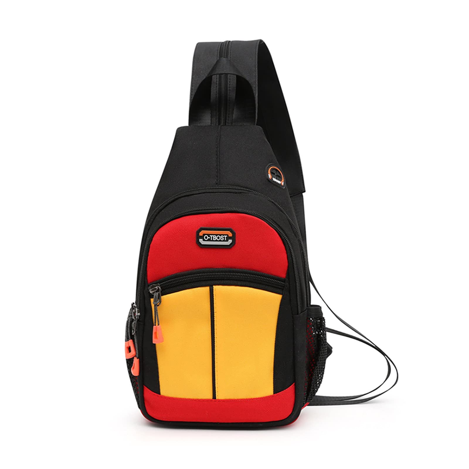 FANDARE Unisex Sling Bags Chest Shoulder Bag Small Daypacks Women Men Crossbody Bags Cover Pack Rucksack Casual Daypacks for Travel Hiking Bicycle Sport Gym Daypacks with Earphone HoleBlack Red — image 1