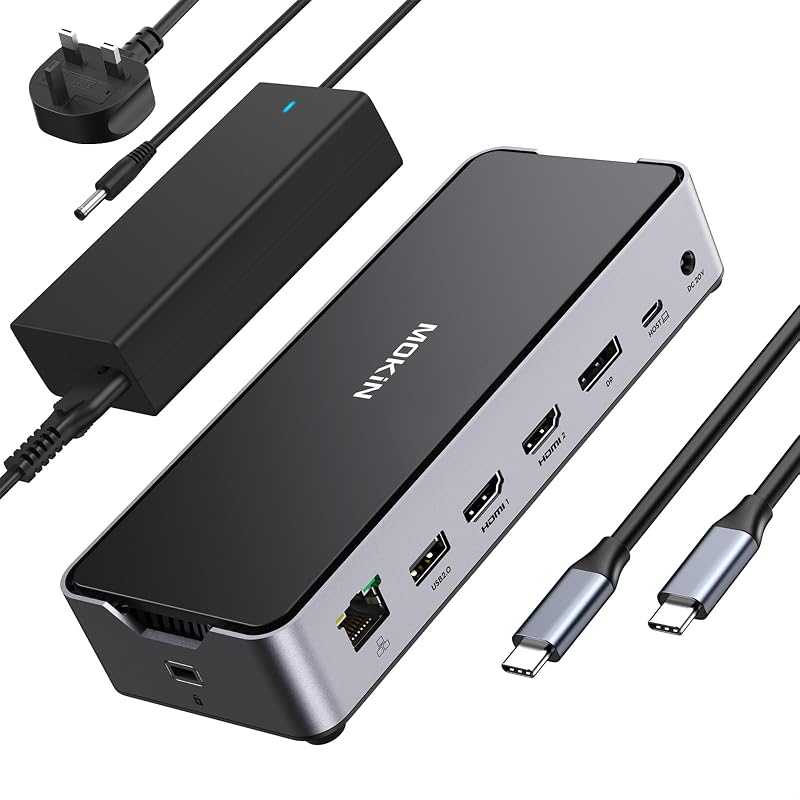 MOKiN USB C Docking Station 3 Monitors 150W Power 4K 144Hz 10Gbps