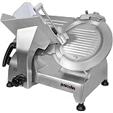 Paladin 12" Commercial Meat Slicer 350W Anodized Electric Deli Food Slicer | Premium Italian Carbon Steel Blade, 0-15mm Adjustable Thickness, Low Noise, Semi-Auto Meat Slicer for Meat, Ham, Cheese