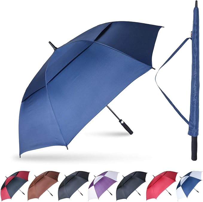 56/62/68 Inch Automatic Open Golf Umbrella Extra Large Oversize Double