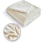 Sophia & William Valentine Day Cream White Faux Rabbit Fur Throw Blanket, Micro Mink Dual-Sided Cozy Soft Blankets, Plush Fuzzy Fluffy Blanket for Couch Bed Sofa, Machine Washable, Twin(60" x 80")