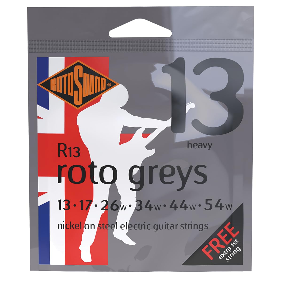 Rotosound R13 Nickel Heavy Gauge Electric Guitar Strings (13 17 26 34 44 54)
