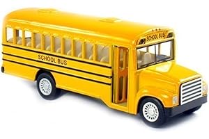 KinsFun 6 inch Long-Nose School Bus Die Cast Metal Model Toy Car w/Pullback Action
