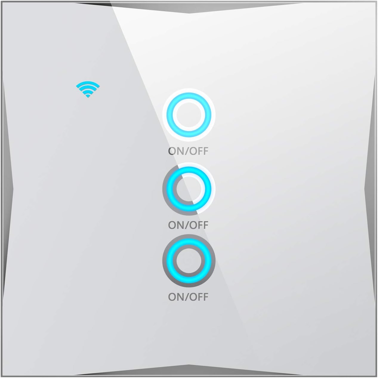 WiFi Smart Wall Light Switch, Compatible with Amazon Alexa, Google Home, IFTTT, App and Voice Control, Touch Tempered Glass Panel, No hub Required (Need Neutral Wire) (3 Gang 1 Way, White)