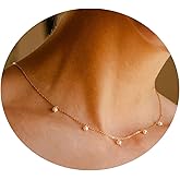 Collner Dainty Pearl Choker - 14K Gold/Silver Plated Layered Freshwater Pearl Necklace - Everyday Jewelry Gift