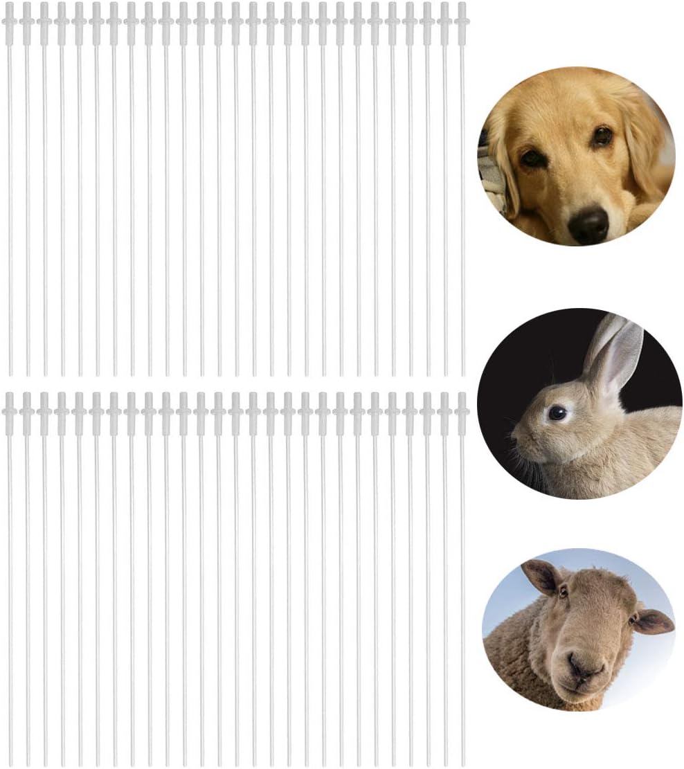 50Pcs 10inches Disposable Flexible Artificial Insemination Rods Test Tube Catheter for Dog Goat Sheep Breed Canine Cat Rabbit Pet, Suitable for Most of Syringe, Single Packaging Eco-Friendly