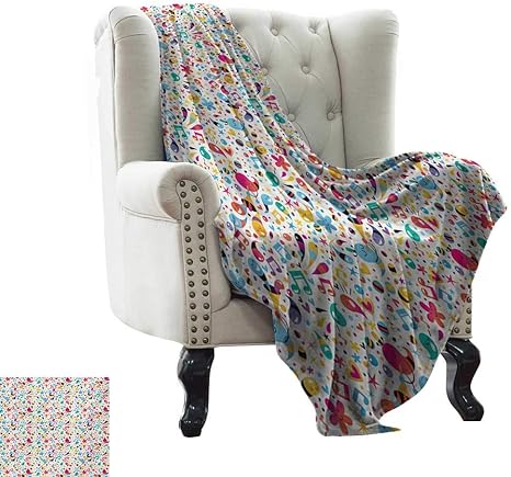 Amazon Belleackerman フェイクファー スローブランケット 音楽 カントリーミュージックフェスティバル イベント イラスト ギター アメリカ国旗デザイン プリント クリーム レッド ブルー マイクロファイバー オールシーズン ベッドやカウチ用 マルチカラー 50 X70 Inch