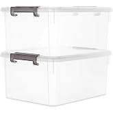 Citylife 2-Pack 17 QT Clear Plastic Storage Bins with Latching Lids | Stackable organizer containers, Clear latching storage boxes, Multi-purpose organizers for classroom, closet &amp; kitchen