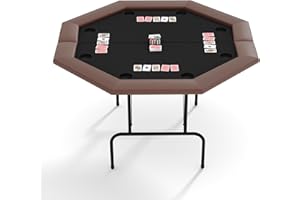 SLEKVERSA Octagon Poker Table - 8 Player Casino Style Folding Poker Table with Cup Holders, Blackjack & Texas Holdem Card Game Table for Home Parties, Casino Equipment