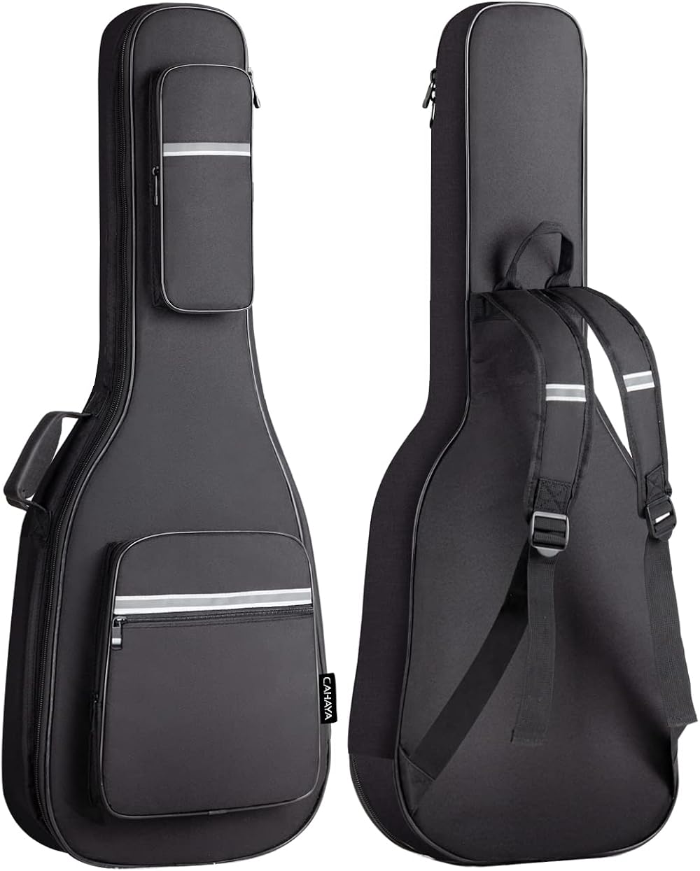 CAHAYA Electric Guitar Gig Bag 12mm Padded Reflective Stripes Black CY0201