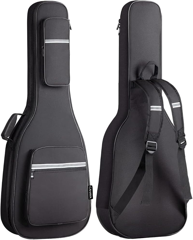 CAHAYA Electric Guitar Gig Bag 12mm Padded Reflective Stripes Black CY0201