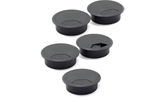 Zydiwo 5pcs 2 Inch (50mm) Desk Cable Grommet Cable Hole Cover Computer Table Cord Wires Organizer Cord Desk Wire Grommet (Bla