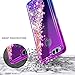 NageBee Case Compatible with Huawei Honor 7X / Huawei Mate SE w/[Full Coverage Tempered Glass Screen Protector] Glitter Liquid Quicksand Waterfall Flowing Sparkle Diamond Girls Cute Case -Purple/Blue