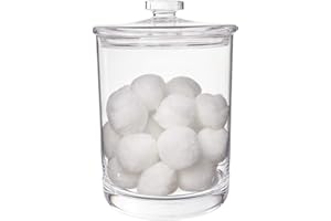 STORi Premium Quality Clear Plastic Makeup and Cotton Ball Holder | 60-oz Apothecary Jar with Lid | Perfect Storage Container to Organize Bathroom and Vanity