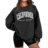LOMON Oversized Sweatshirt for Women Crewneck Long Sleeve Casual Fleece Tops Graphic Hoodies Pullover Sweater