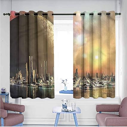 Amazon Com Samek Window Curtain Panel Cityscape Utopia Metropolis