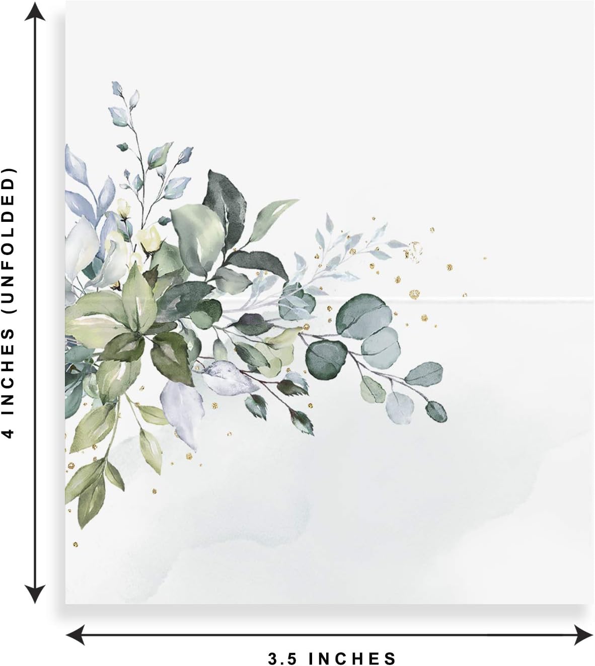 Bliss Collections Greenery Watercolor Place Cards for Wedding or Party, Seating Place Cards for Tables, Scored for Easy Folding, 50 Pack, 2 x 3.5 Inches: Kitchen & Dining