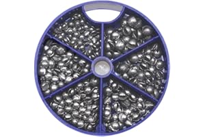 FREGITO Weight Sinkers 100pcs/117PCS/205pcs/250pcs Weight Sinkers 6 Sizes Lead Weights Round Split Shot Sinker Removable Fishing Weights Sinkers