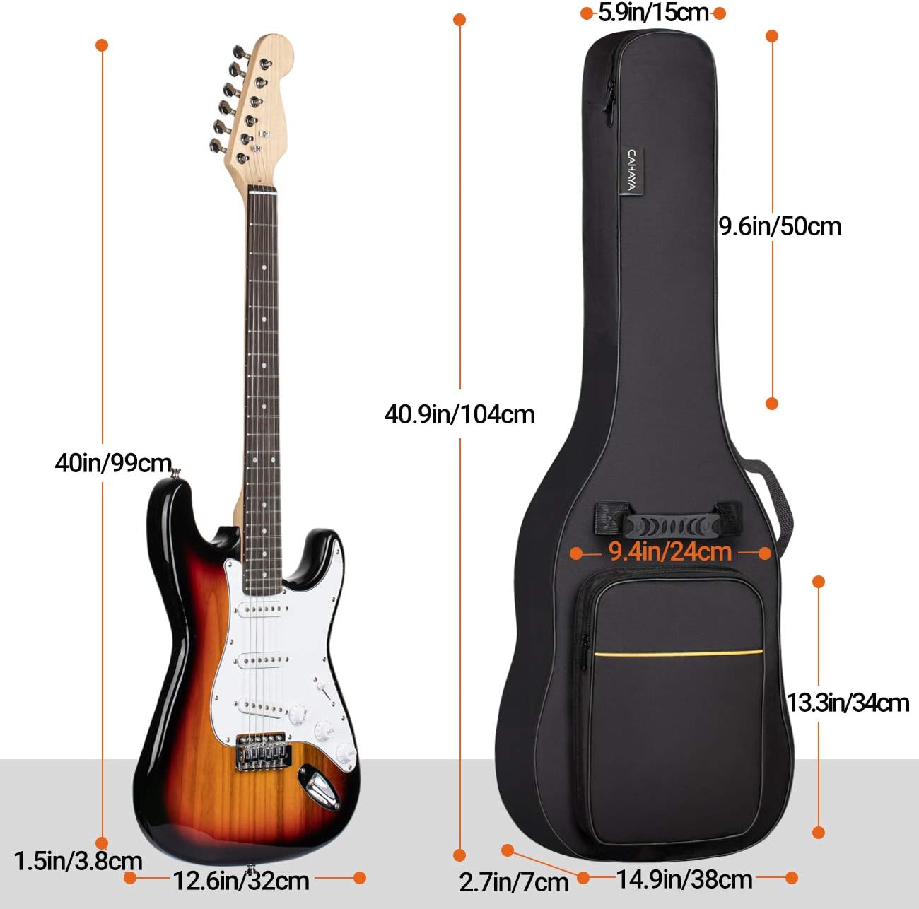 CAHAYA Electric Guitar Bag Gig Bag 6mm Padding Backpack Padded Soft