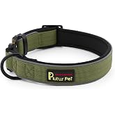 Plutus Pet Tactical Dog Collar, Reflective, for Small Medium Large Dogs | Adjustable Heavy Duty Dog Collar, Soft Padded and Comfortable, with Metal Buckle (Ranger Green, L)