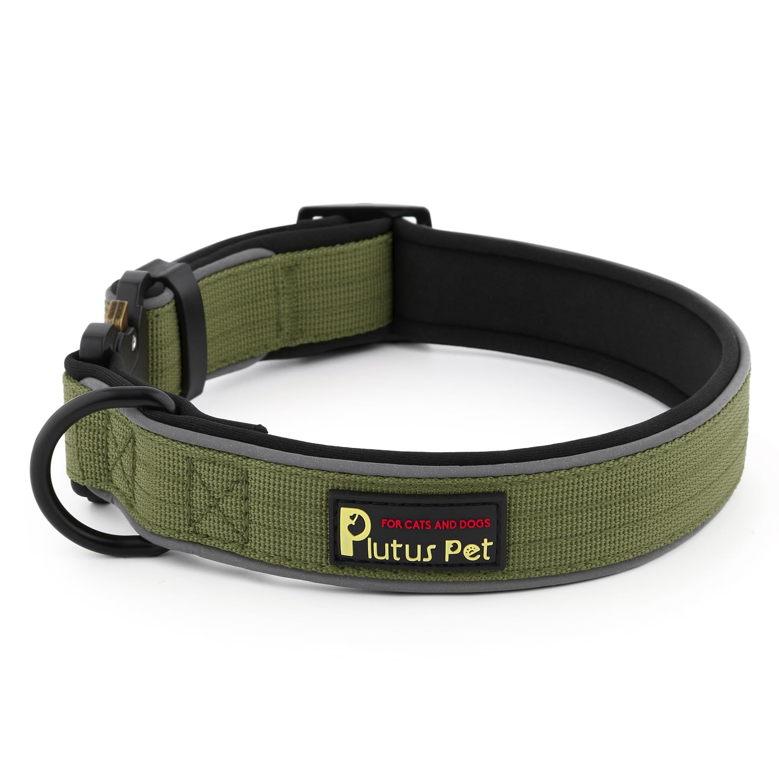 Plutus Pet Tactical Dog Collar, Reflective, Adjustable Heavy Duty Dog Collar, Soft Padded and Comfortable, for Small Medium and Large Dogs (Ranger Green, S) — image 1