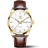 OLEVS Mens Watches, Casual Leather Watches for Men Easy to Read Quartz Number Watch with Date Waterproof Blue/Black/Silver Face Men's Wrist Watches…