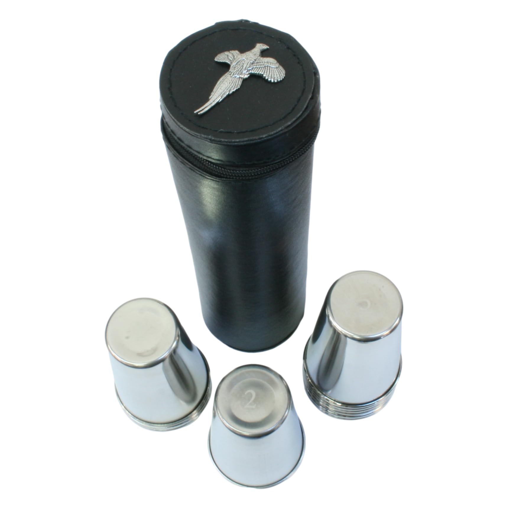 Gamekeepers Cottage gifts Pheasant Shooting Numbered peg Finder Stirrup Cups 1-10 in Leather case