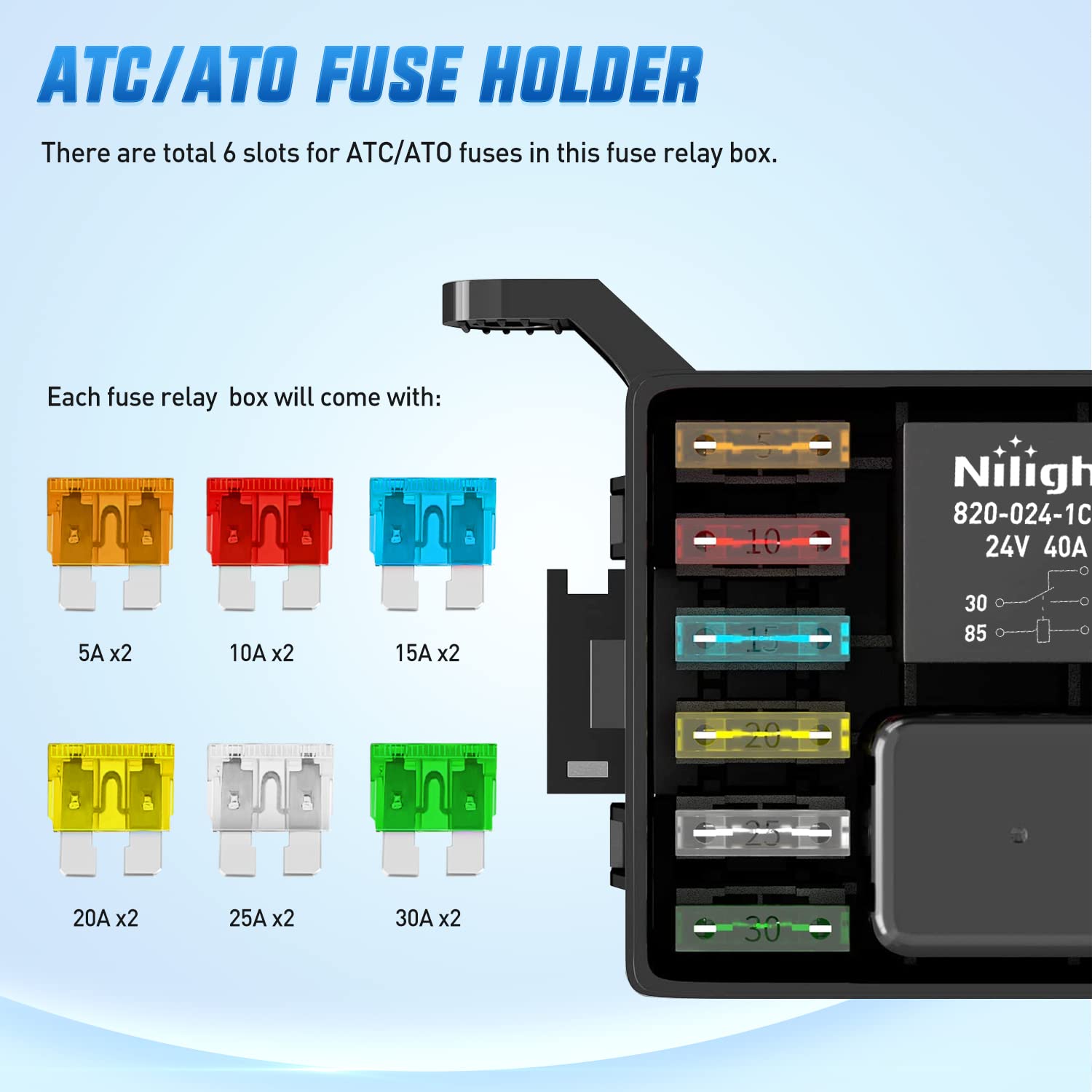 Mua Nilight 12V Fuse Relay Box 6 Relays 6 Slots ATC ATO Blade Fuse ...