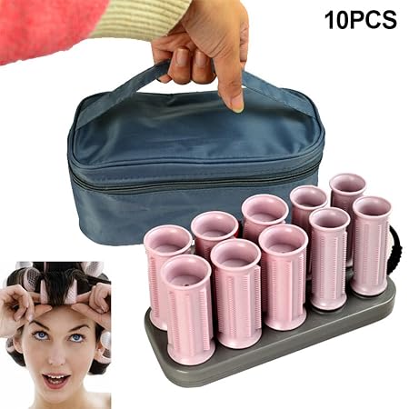 Zreal 10 Pcs Set Electric Roll Hair Tube Heated Roller Hair Curly