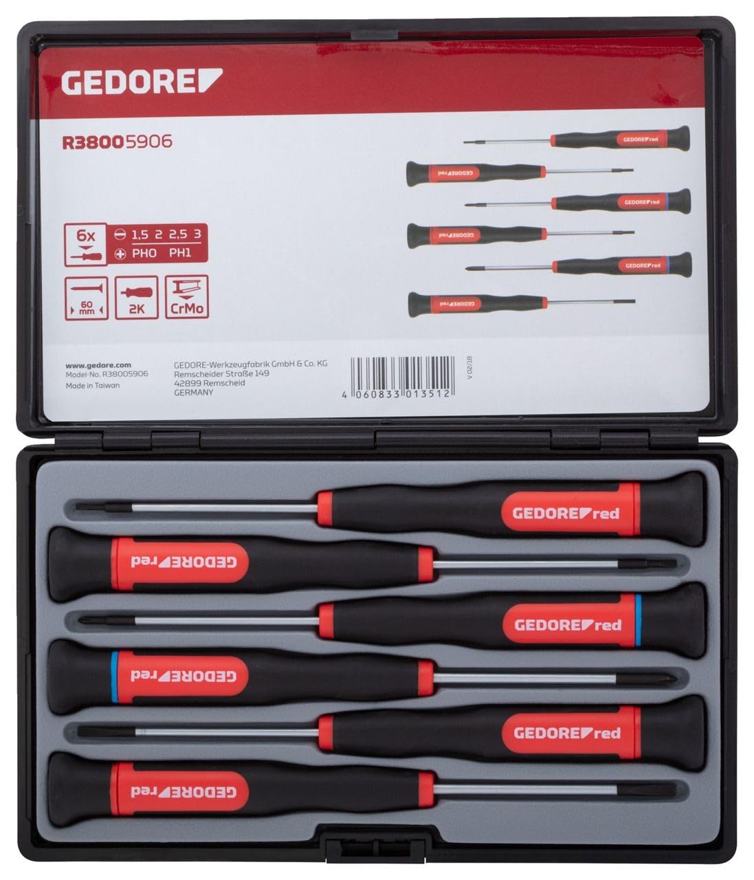 GEDORE Red 2K Electronic Screwdriver Set 6 Pieces