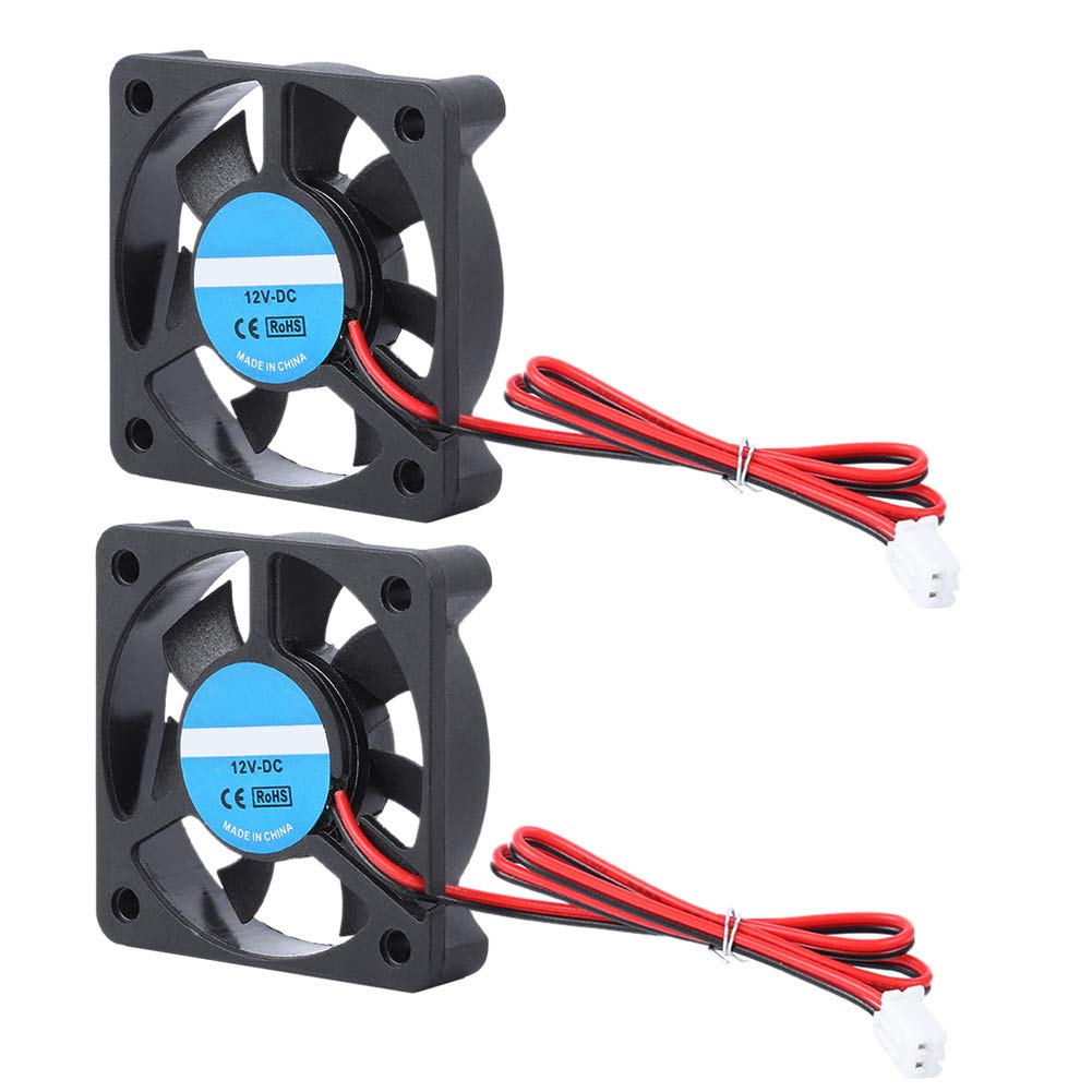 2Pcs 3D Printer Accessory Part DIY 5010 Cooling Fan 2Pin 12V 4000-6500 RPM 30dB 8-14CFM