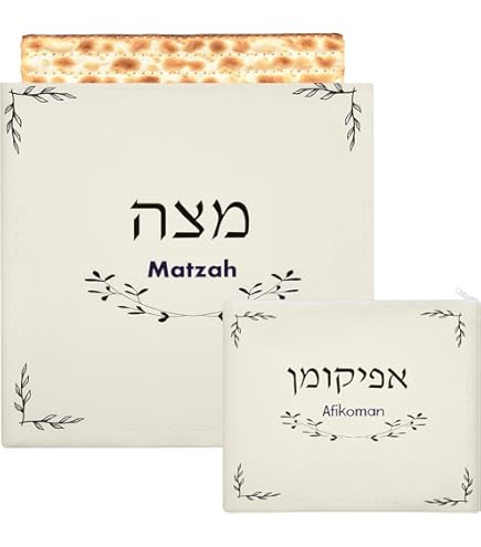 Passover Table Matzah Cover & Afkomen Bag Set, Hand Dyed.no.5 Blue And - View #9